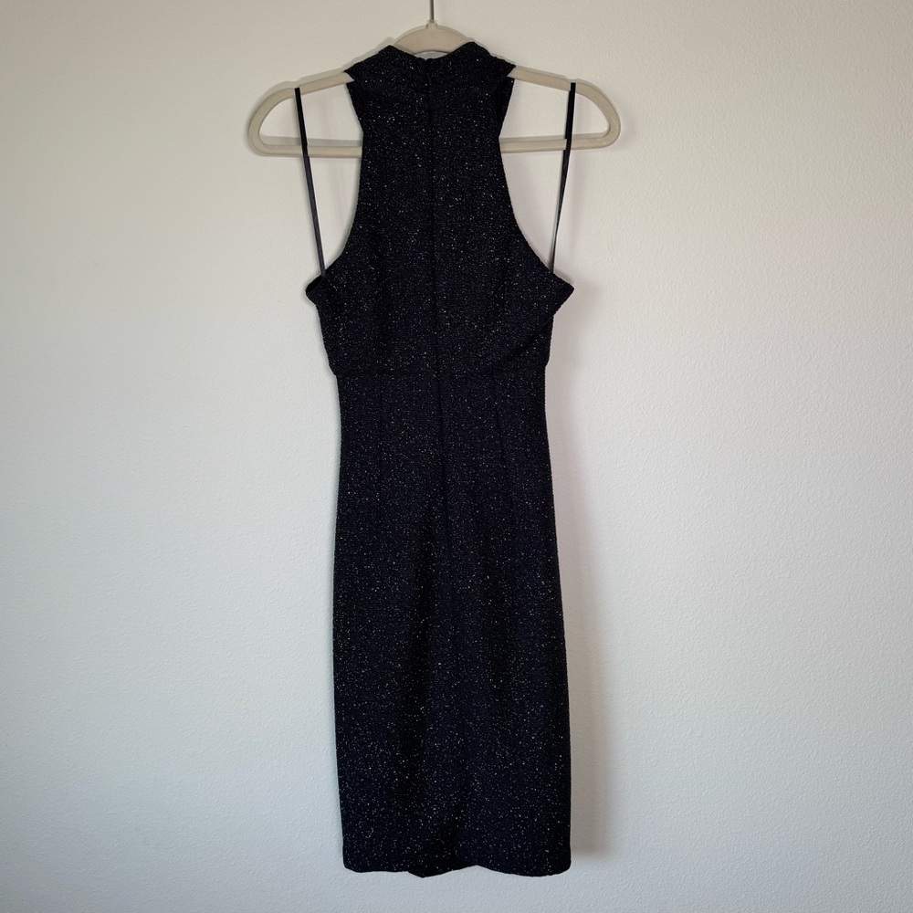 Eliza J Shimmer Black‎ twist halter ruched mini dress size 2 - Picture 9 of 10